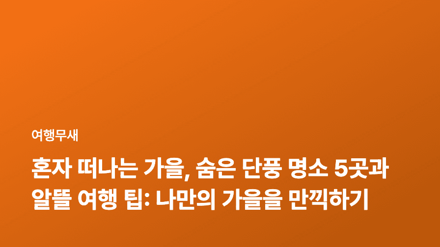 혼자 떠나는 가을, 숨은 단풍 명소 5곳과 알뜰 여행 팁: 나만의 가을을 만끽하기